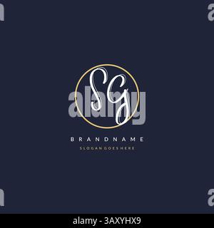 Initial letter SG logo monogram feminine style with circle line design ideas vector graphic Stock Vector