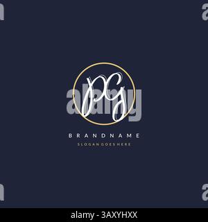 Initial letter PG logo monogram feminine style with circle line design ideas vector graphic Stock Vector