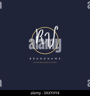Initial letter RV logo monogram feminine style with circle line design ideas vector graphic Stock Vector