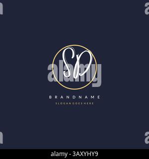 Initial letter SD logo monogram feminine style with circle line design ideas vector graphic Stock Vector