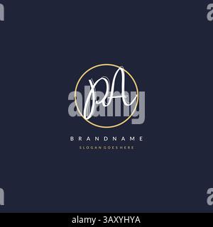 Initial letter PA logo monogram feminine style with circle line design ideas vector graphic Stock Vector