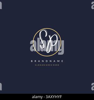 Initial letter SP logo monogram feminine style with circle line design ideas vector graphic Stock Vector