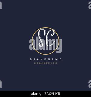 Initial letter SC logo monogram feminine style with circle line design ideas vector graphic Stock Vector