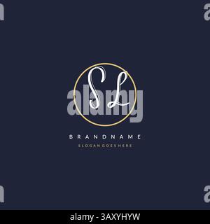 Initial letter SL logo monogram feminine style with circle line design ideas vector graphic Stock Vector