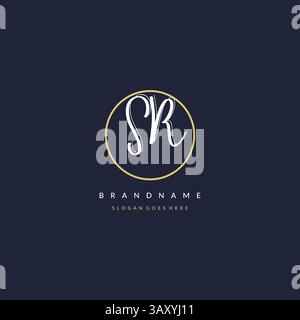 Initial letter SR logo monogram feminine style with circle line design ideas vector graphic Stock Vector