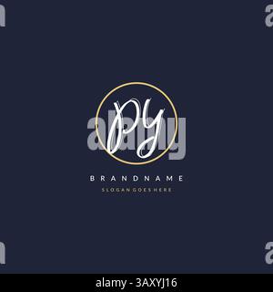 Initial letter PY logo monogram feminine style with circle line design ideas vector graphic Stock Vector