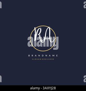 Initial letter RA logo monogram feminine style with circle line design ideas vector graphic Stock Vector