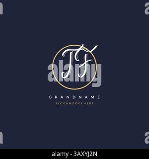 Initial letter TF logo monogram feminine style with circle line design ideas vector graphic Stock Vector