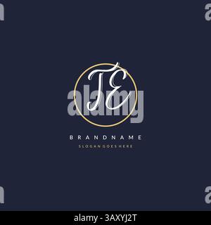 Initial letter TE logo monogram feminine style with circle line design ideas vector graphic Stock Vector