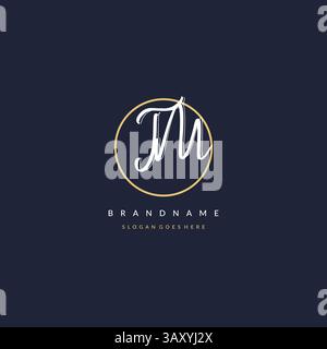 Initial letter TM logo monogram feminine style with circle line design ideas vector graphic Stock Vector