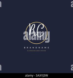 Initial letter RC logo monogram feminine style with circle line design ideas vector graphic Stock Vector