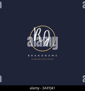 Initial letter RI logo monogram feminine style with circle line design ideas vector graphic Stock Vector
