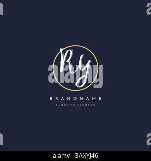 Initial letter RY logo monogram feminine style with circle line design ideas vector graphic Stock Vector