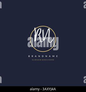 Initial letter RN logo monogram feminine style with circle line design ideas vector graphic Stock Vector