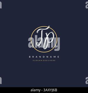 Initial letter TP logo monogram feminine style with circle line design ideas vector graphic Stock Vector