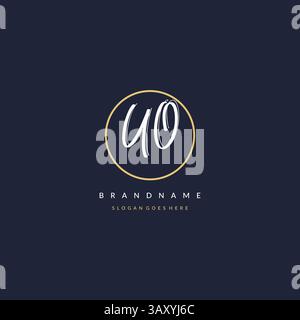 Initial letter UO logo monogram feminine style with circle line design ideas vector graphic Stock Vector
