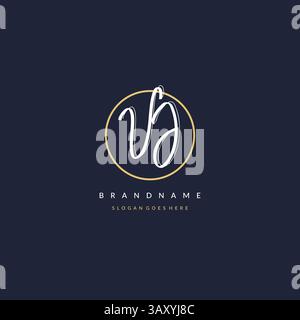 Initial letter VJ logo monogram feminine style with circle line design ideas vector graphic Stock Vector