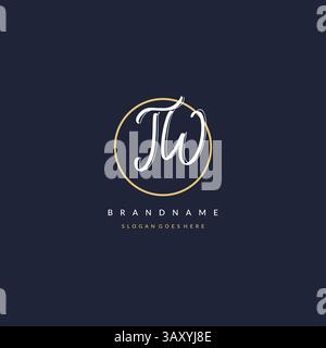 Initial letter TW logo monogram feminine style with circle line design ideas vector graphic Stock Vector