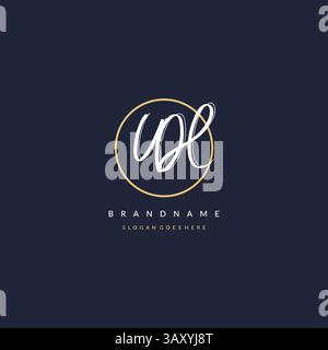 Initial letter UH logo monogram feminine style with circle line design ideas vector graphic Stock Vector