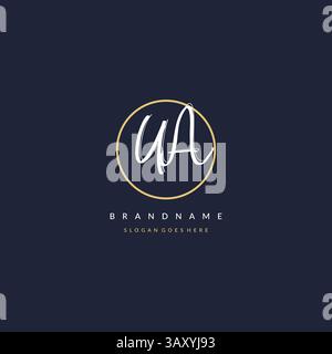 Initial letter UA logo monogram feminine style with circle line design ideas vector graphic Stock Vector