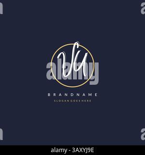Initial letter VU logo monogram feminine style with circle line design ideas vector graphic Stock Vector
