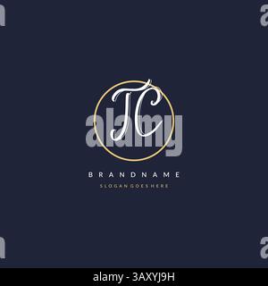 Initial letter TC logo monogram feminine style with circle line design ideas vector graphic Stock Vector