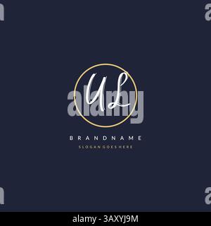 Initial letter UL logo monogram feminine style with circle line design ideas vector graphic Stock Vector
