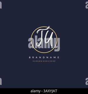 Initial letter TU logo monogram feminine style with circle line design ideas vector graphic Stock Vector