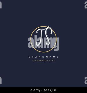 Initial letter TS logo monogram feminine style with circle line design ideas vector graphic Stock Vector