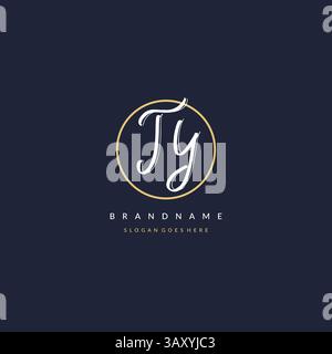 Initial letter TY logo monogram feminine style with circle line design ideas vector graphic Stock Vector