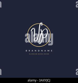 Initial letter VP logo monogram feminine style with circle line design ideas vector graphic Stock Vector