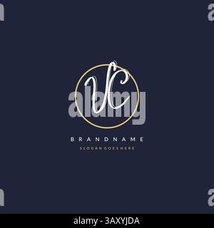 Initial letter VC logo monogram feminine style with circle line design ideas vector graphic Stock Vector