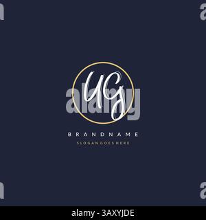 Initial letter UG logo monogram feminine style with circle line design ideas vector graphic Stock Vector