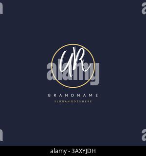 Initial letter UR logo monogram feminine style with circle line design ideas vector graphic Stock Vector