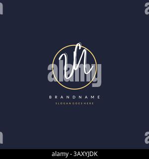 Initial letter VN logo monogram feminine style with circle line design ideas vector graphic Stock Vector
