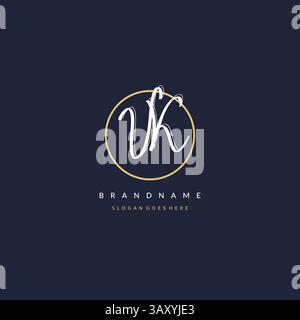 Initial letter VK logo monogram feminine style with circle line design ideas vector graphic Stock Vector