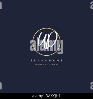 Initial letter UD logo monogram feminine style with circle line design ideas vector graphic Stock Vector