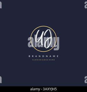 Initial letter UJ logo monogram feminine style with circle line design ideas vector graphic Stock Vector