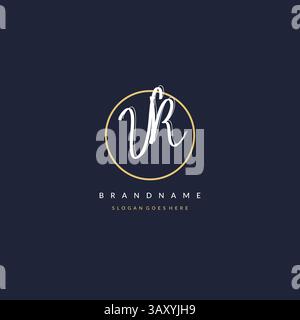 Initial letter VR logo monogram feminine style with circle line design ideas vector graphic Stock Vector