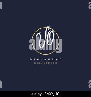 Initial letter VO logo monogram feminine style with circle line design ideas vector graphic Stock Vector