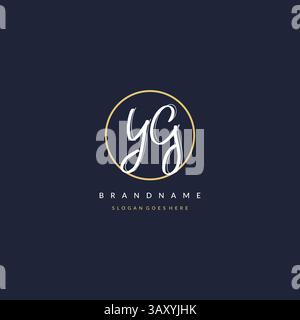 Initial letter YG logo monogram feminine style with circle line design ideas vector graphic Stock Vector