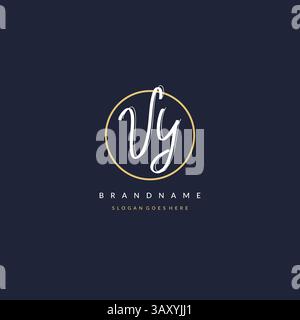 Initial letter VY logo monogram feminine style with circle line design ideas vector graphic Stock Vector