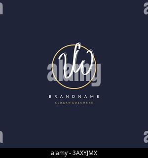 Initial letter VW logo monogram feminine style with circle line design ideas vector graphic Stock Vector