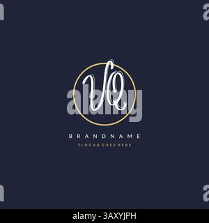 Initial letter VQ logo monogram feminine style with circle line design ideas vector graphic Stock Vector