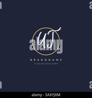 Initial letter UT logo monogram feminine style with circle line design ideas vector graphic Stock Vector