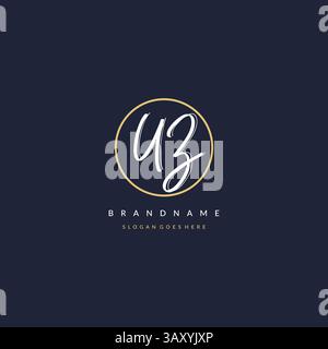 Initial letter UZ logo monogram feminine style with circle line design ideas vector graphic Stock Vector