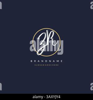 Initial letter ZR logo monogram feminine style with circle line design ideas vector graphic Stock Vector