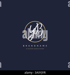Initial letter YB logo monogram feminine style with circle line design ideas vector graphic Stock Vector