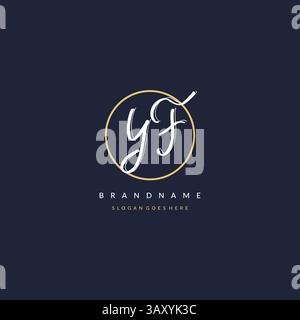 Initial letter YF logo monogram feminine style with circle line design ideas vector graphic Stock Vector