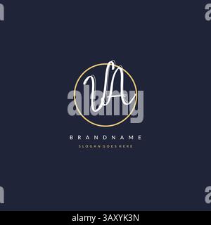 Initial letter VA logo monogram feminine style with circle line design ideas vector graphic Stock Vector